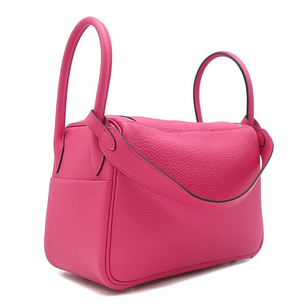 Hermes 2-Way Bag Lindy 26 Taurillon Clemence Rose Shocking Silver Hardware