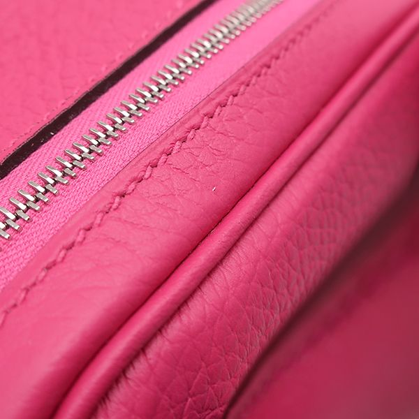 Hermes 2-Way Bag Lindy 26 Taurillon Clemence Rose Shocking Silver Hardware