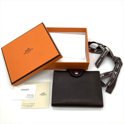 Hermes Iliade Gallop De Compact Wallet Bifold Wallet Vache Engraved B Brown
