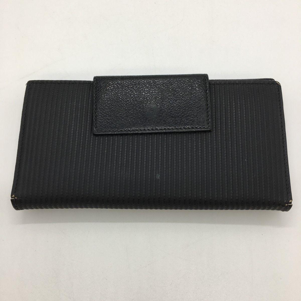 Bvlgari Tri-Fold Long Wallet Logo Mille Rige Double Hook 25556 Black