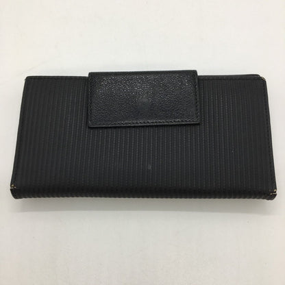 Bvlgari Tri-Fold Long Wallet Logo Mille Rige Double Hook 25556 Black