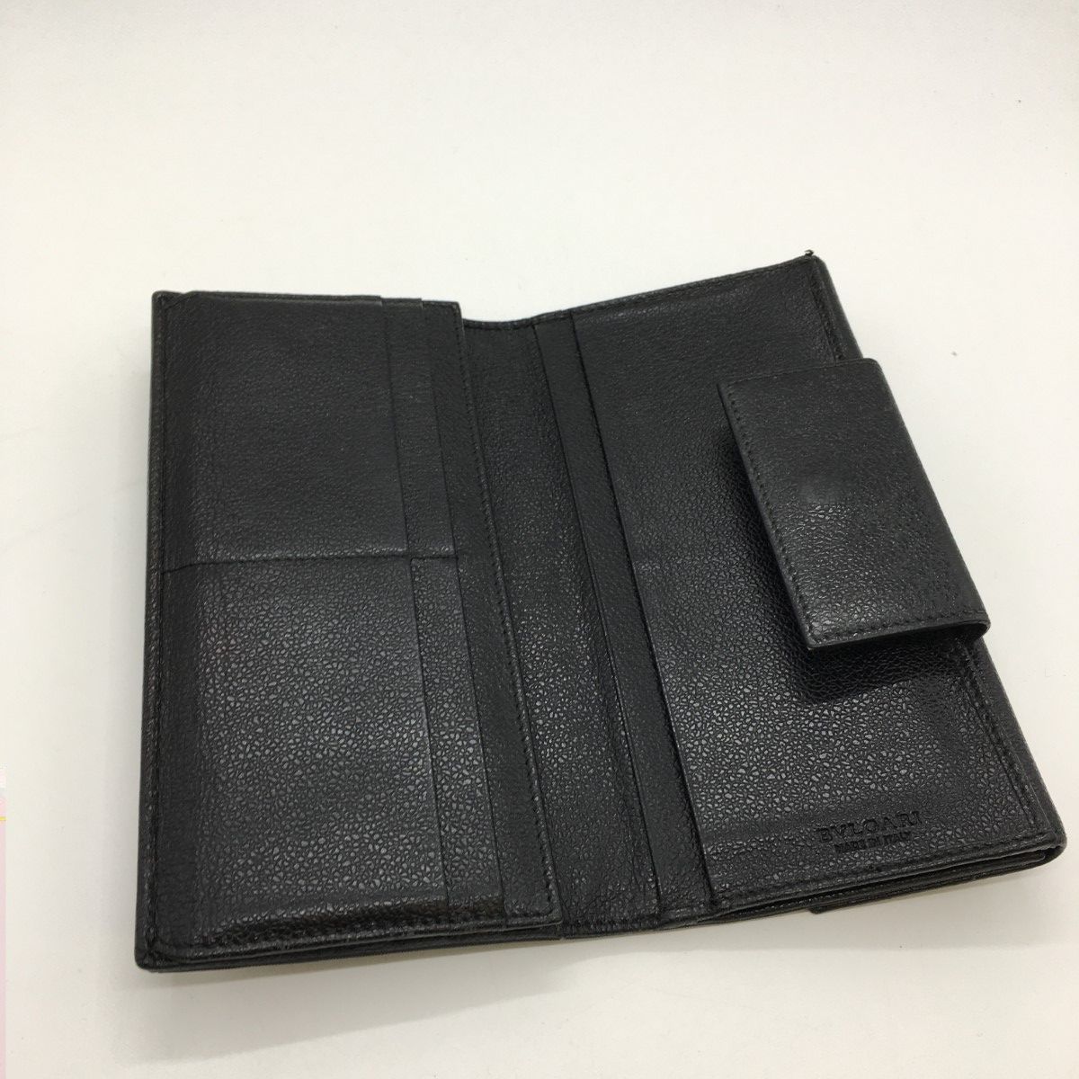 Bvlgari Tri-Fold Long Wallet Logo Mille Rige Double Hook 25556 Black