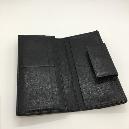 Bvlgari Tri-Fold Long Wallet Logo Mille Rige Double Hook 25556 Black