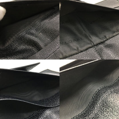 Bvlgari Tri-Fold Long Wallet Logo Mille Rige Double Hook 25556 Black