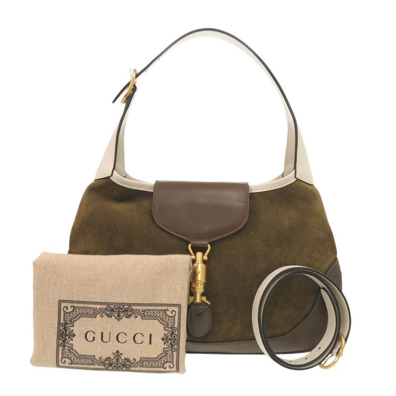 Gucci Vault Vintage Jackie Suede Leather Brown Khaki Shoulder Bag 1220 Gucci
