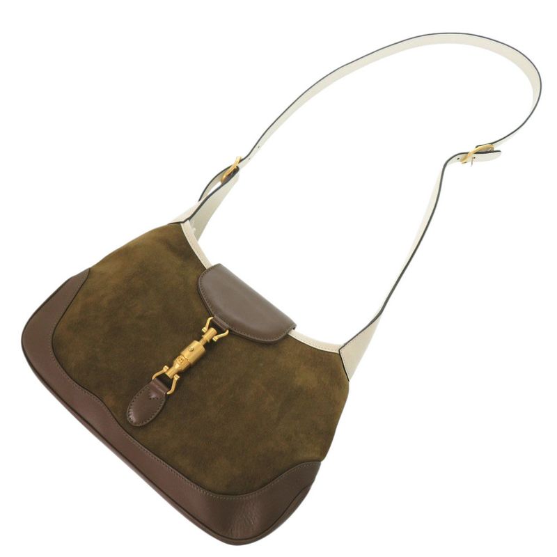 Gucci Vault Vintage Jackie Suede Leather Brown Khaki Shoulder Bag 1220 Gucci