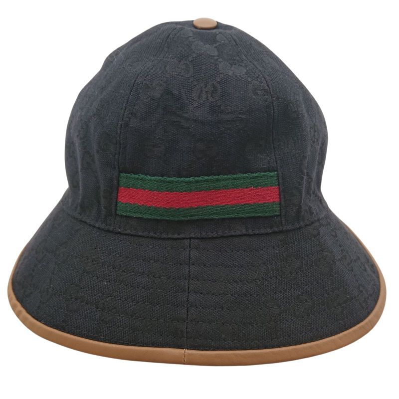 Gucci Bucket Hat Bucket Hat GG Canvas L Size Black Men's
