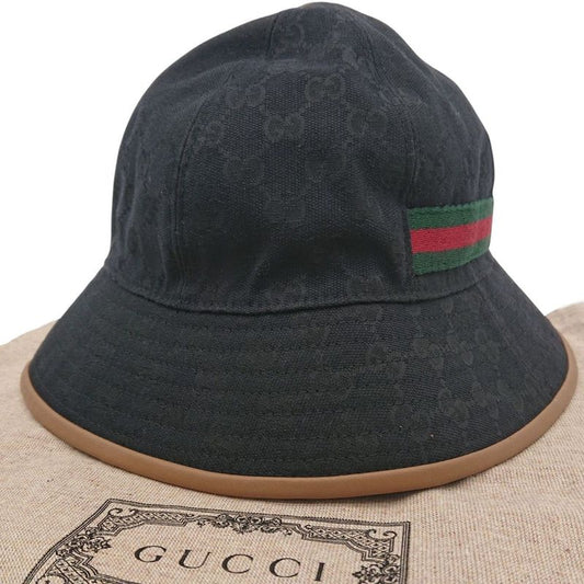 Gucci Bucket Hat Bucket Hat GG Canvas L Size Black Men's