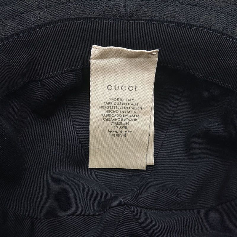 Gucci Bucket Hat Bucket Hat GG Canvas L Size Black Men's