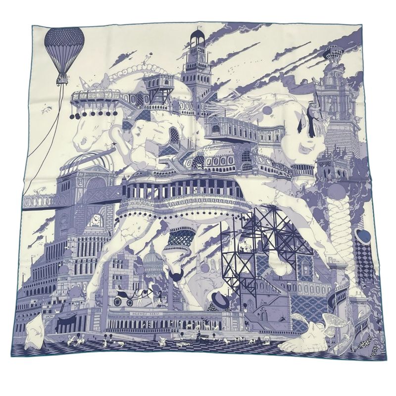 Piece Hermes Carre 90 Scarf Silk Hippopolis UGO Gattoni Ipopolis Ugo Gattoni