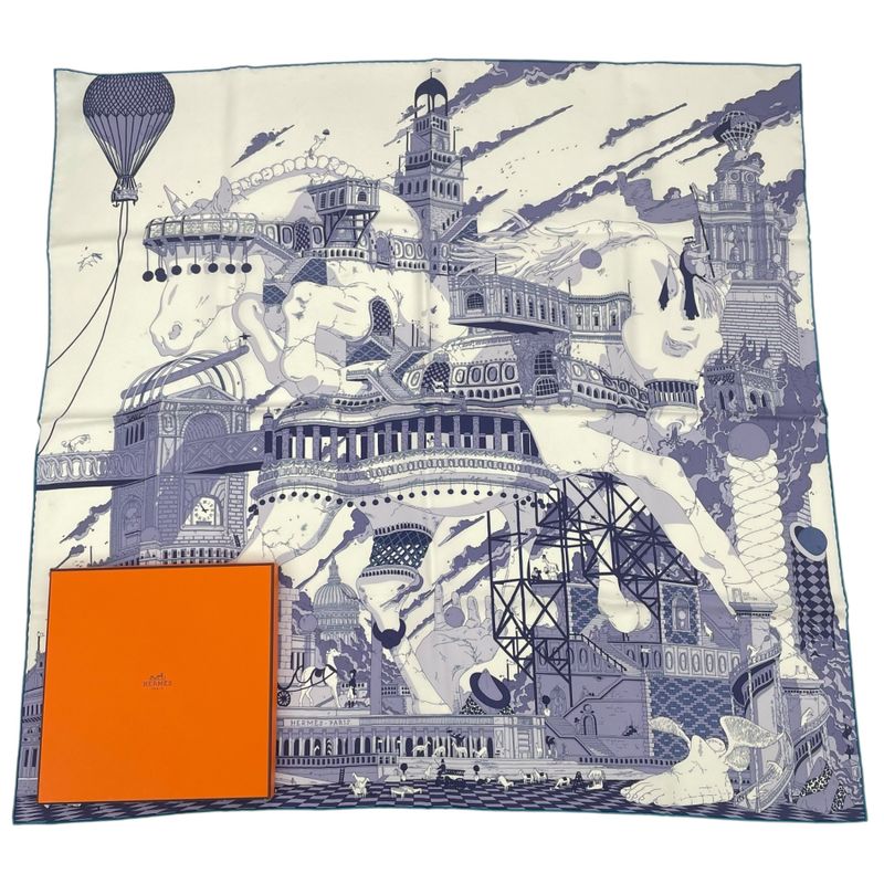Piece Hermes Carre 90 Scarf Silk Hippopolis UGO Gattoni Ipopolis Ugo Gattoni