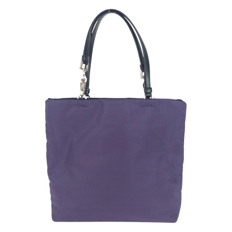 Prada Tessuto Triangle Logo Plate Purple Silver Hardware Nylon/leather Tote