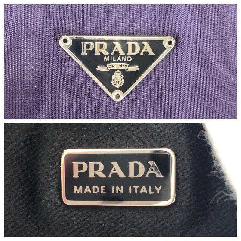 Prada Tessuto Triangle Logo Plate Purple Silver Hardware Nylon/leather Tote