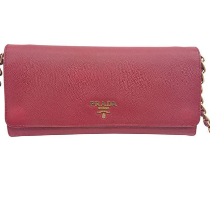 Prada Chain Wallet Leather Chain Shoulder Red Box Card