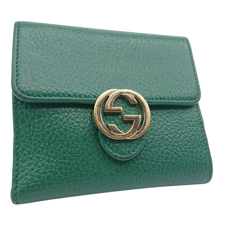 Gucci Folded Wallet GG Interlocking Green W Hook
