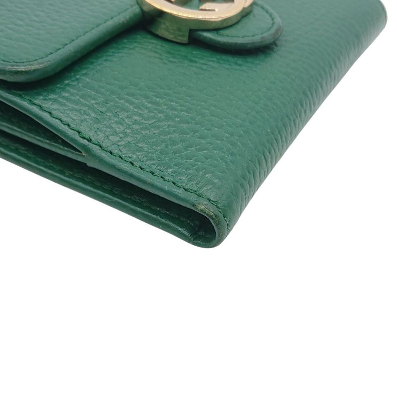 Gucci Folded Wallet GG Interlocking Green W Hook