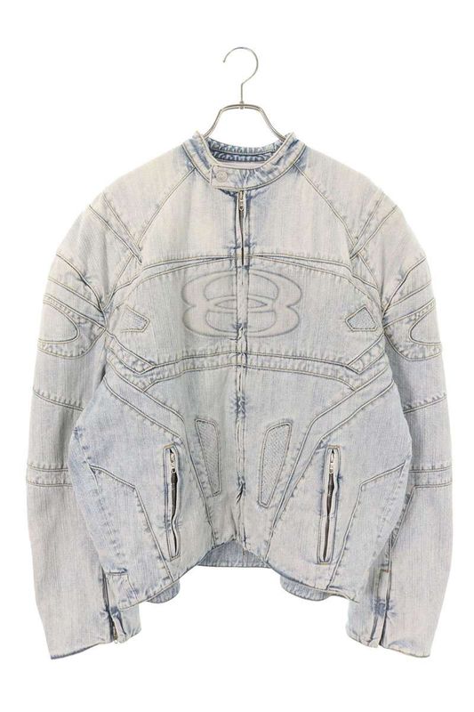 Balenciaga 790482 Tnw65 Denim Racer Jacket Blouson Men's 1