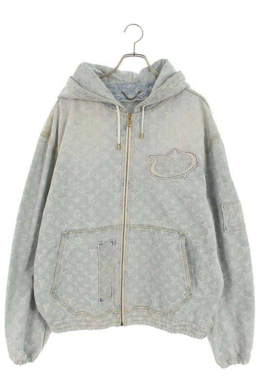 Louis Vuitton 21AW Rm212m UZD Hla01w NBA Zip Through Hoodie Denim Jacket Men 58