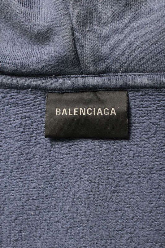 Balenciaga 803264 Ttvg1 Logo Embroidered Stain Finish Zip-up Hoodie Men's XL