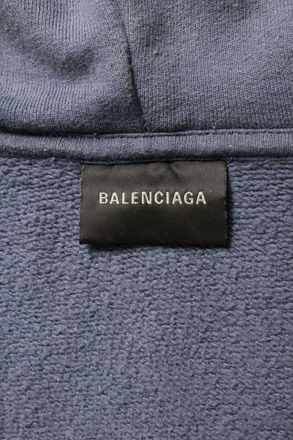 Balenciaga 803264 Ttvg1 Logo Embroidered Stain Finish Zip-up Hoodie Men's XL