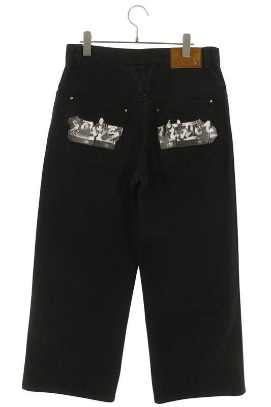 Louis Vuitton 22AW Rm222m RDH Hnd15w Graffiti Pockets Wide Baggy Denim Pants