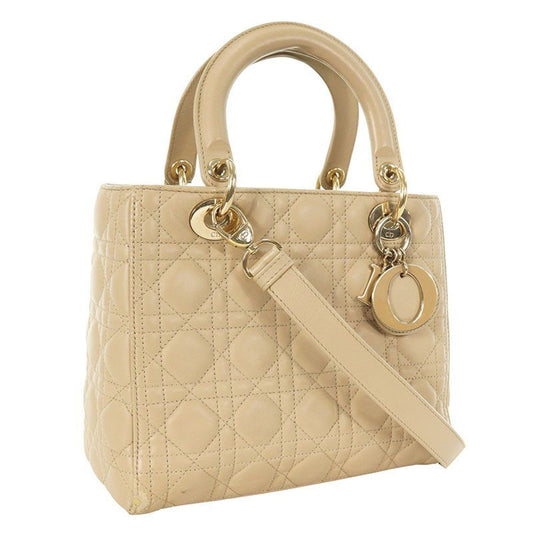 Christian Dior M0565ocea Lady Dior Quilted 2wayleather Handbag Ladies Medium
