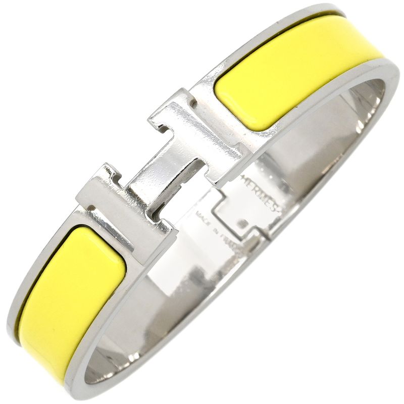 Hermes Bracelet Click H PM Metal Enamel Yellow X Silver Hardware H Bracelet [box