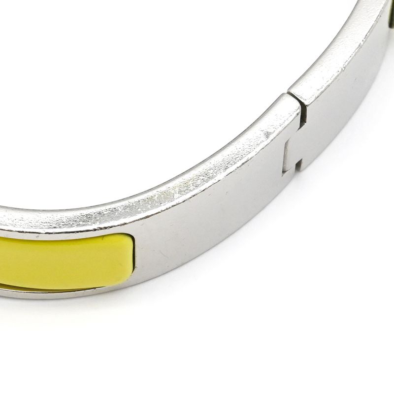 Hermes Bracelet Click H PM Metal Enamel Yellow X Silver Hardware H Bracelet [box