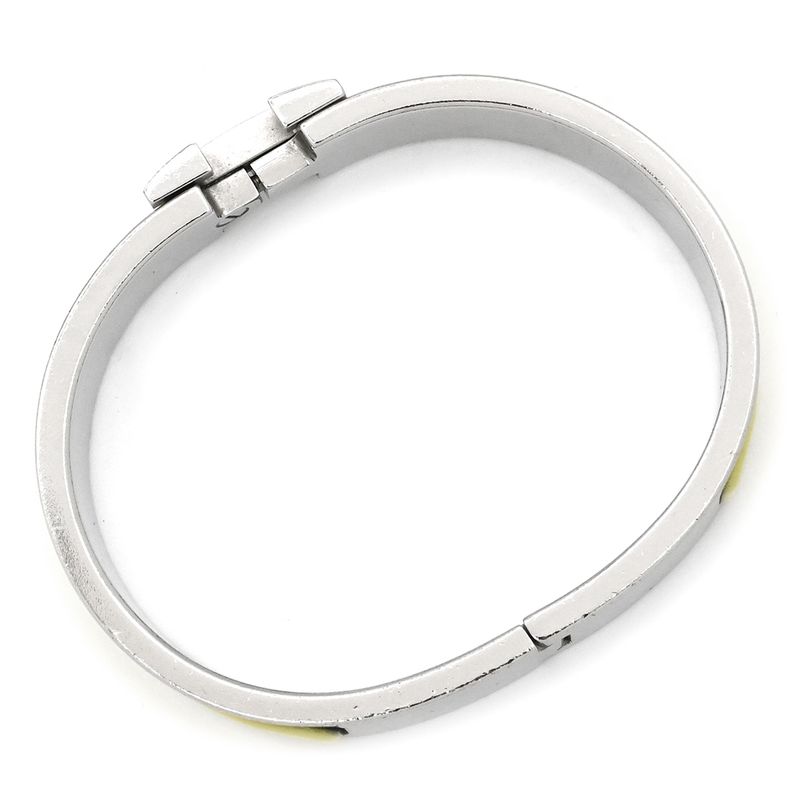 Hermes Bracelet Click H PM Metal Enamel Yellow X Silver Hardware H Bracelet [box