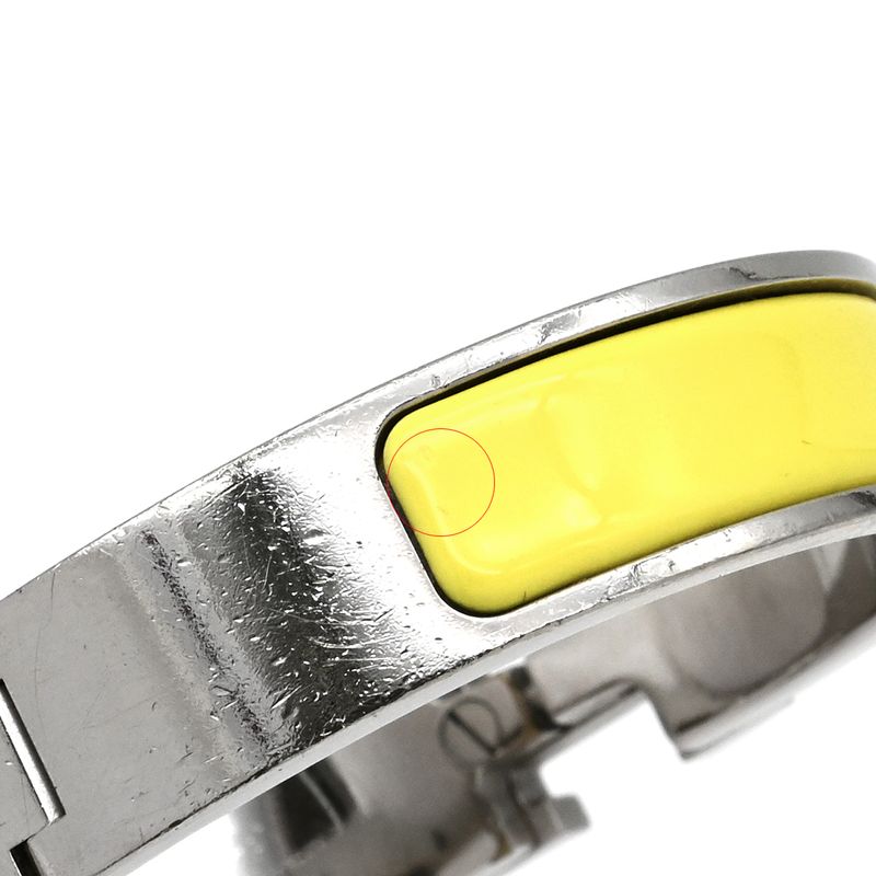Hermes Bracelet Click H PM Metal Enamel Yellow X Silver Hardware H Bracelet [box