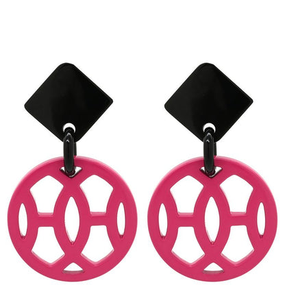 Hermes Earrings Ava Hava Buffalo Horn Lacquer Pink X Brown Silver Hardware H