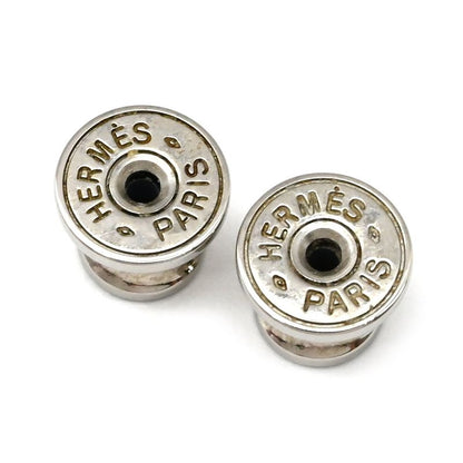 Hermes Earrings Ava Hava Buffalo Horn Lacquer Pink X Brown Silver Hardware H