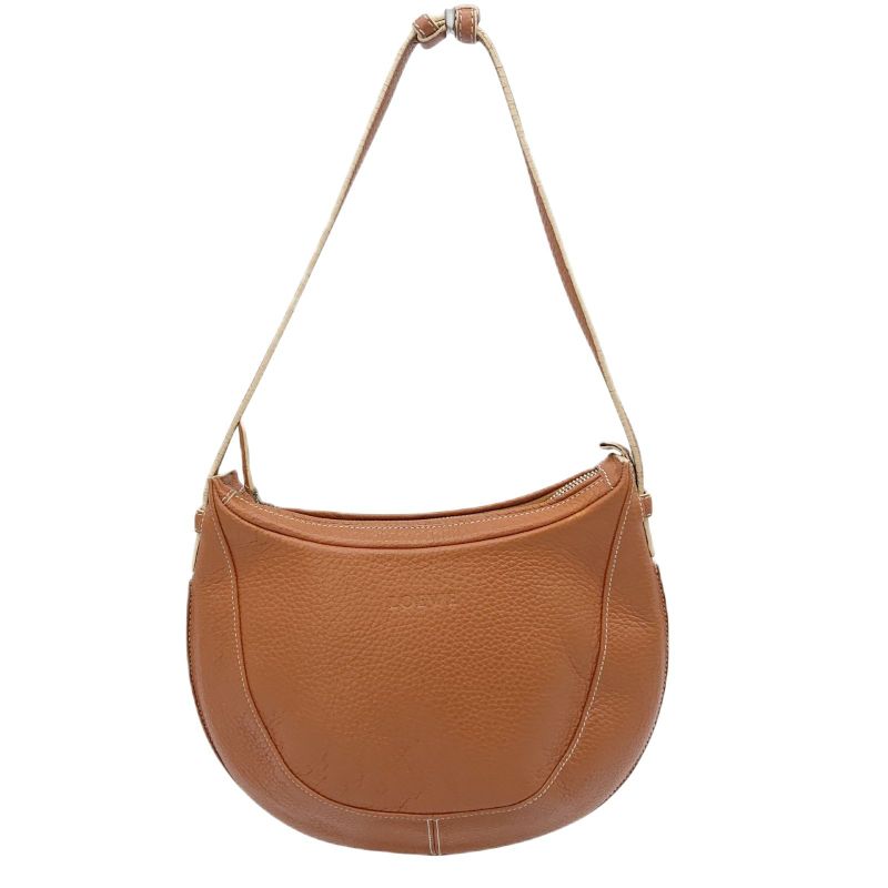 Loewe 2way Shoulder Bag Handbag Logo Shape Push Leather Round Shape