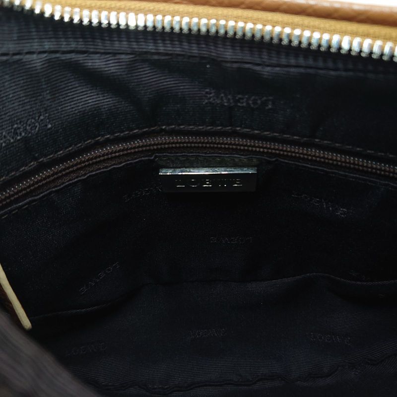 Loewe 2way Shoulder Bag Handbag Logo Shape Push Leather Round Shape