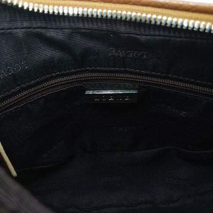 Loewe 2way Shoulder Bag Handbag Logo Shape Push Leather Round Shape