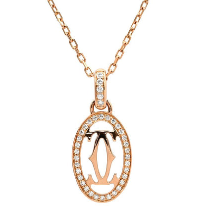 Cartier Necklace Logo Double C 18k Pink Gold Diamonds Pink Gold Au750 18k 18k