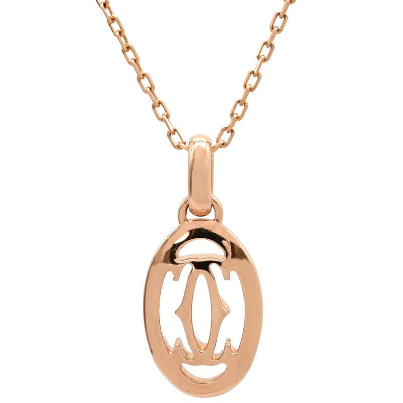 Cartier Necklace Logo Double C 18k Pink Gold Diamonds Pink Gold Au750 18k 18k