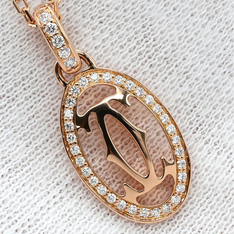 Cartier Necklace Logo Double C 18k Pink Gold Diamonds Pink Gold Au750 18k 18k