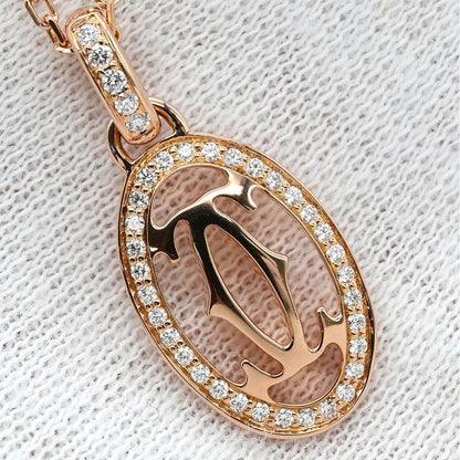 Cartier Necklace Logo Double C 18k Pink Gold Diamonds Pink Gold Au750 18k 18k