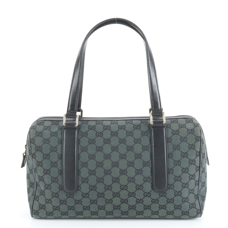 Gucci GG Canvas Mini Boston 257288 Leather Tote Bag Shoulder Black Women's CUE