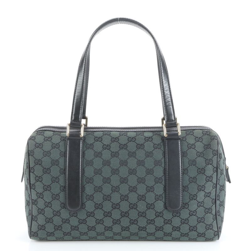 Gucci GG Canvas Mini Boston 257288 Leather Tote Bag Shoulder Black Women's CUE