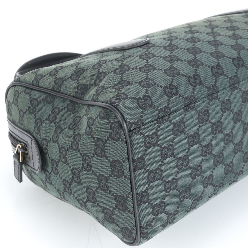 Gucci GG Canvas Mini Boston 257288 Leather Tote Bag Shoulder Black Women's CUE