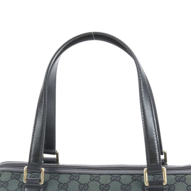 Gucci GG Canvas Mini Boston 257288 Leather Tote Bag Shoulder Black Women's CUE