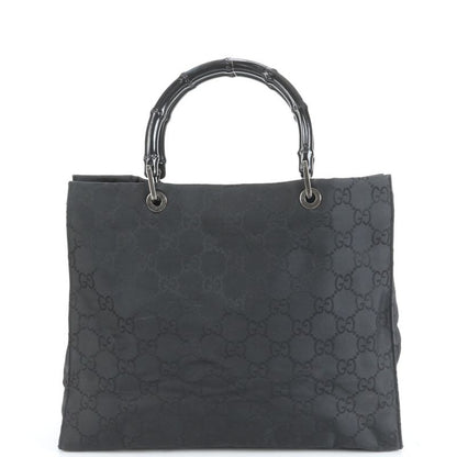 Gucci Bamboo GG Canvas 002 1010 Leather Tote Bag Shoulder Hand Black Women's
