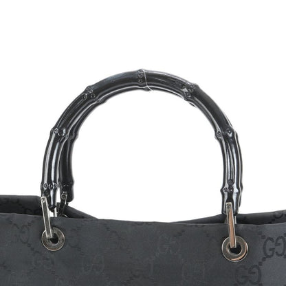 Gucci Bamboo GG Canvas 002 1010 Leather Tote Bag Shoulder Hand Black Women's
