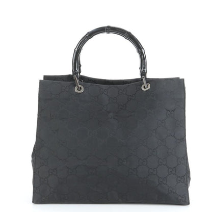 Gucci Bamboo GG Canvas 002 1010 Leather Tote Bag Shoulder Hand Black Women's