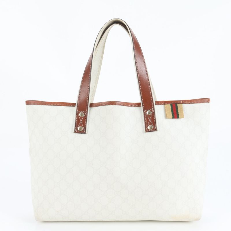 Gucci GG Supreme Sherry Line 211134 Leather Tote Bag Shoulder A4 Brown Women