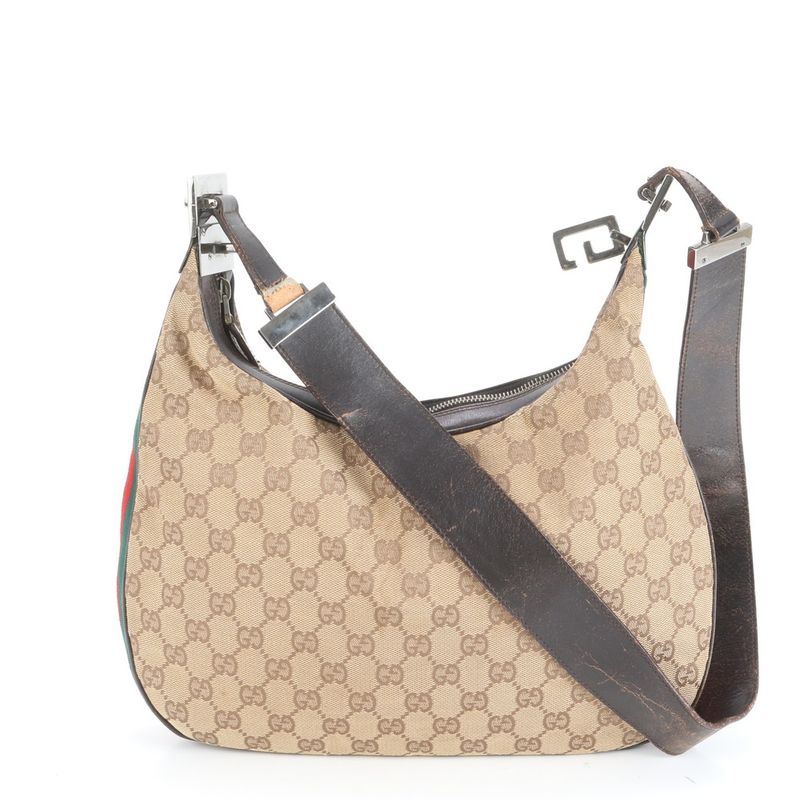 Gucci GG Canvas Sherry Line Leather Shoulder Bag Shoulder One Shoulder 001-3315