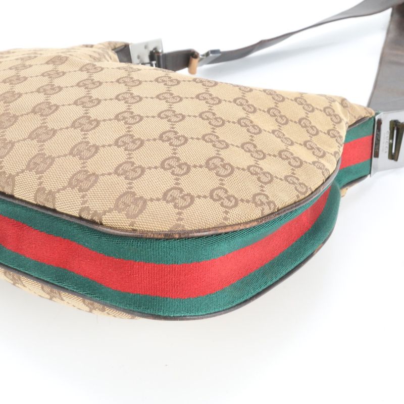 Gucci GG Canvas Sherry Line Leather Shoulder Bag Shoulder One Shoulder 001-3315