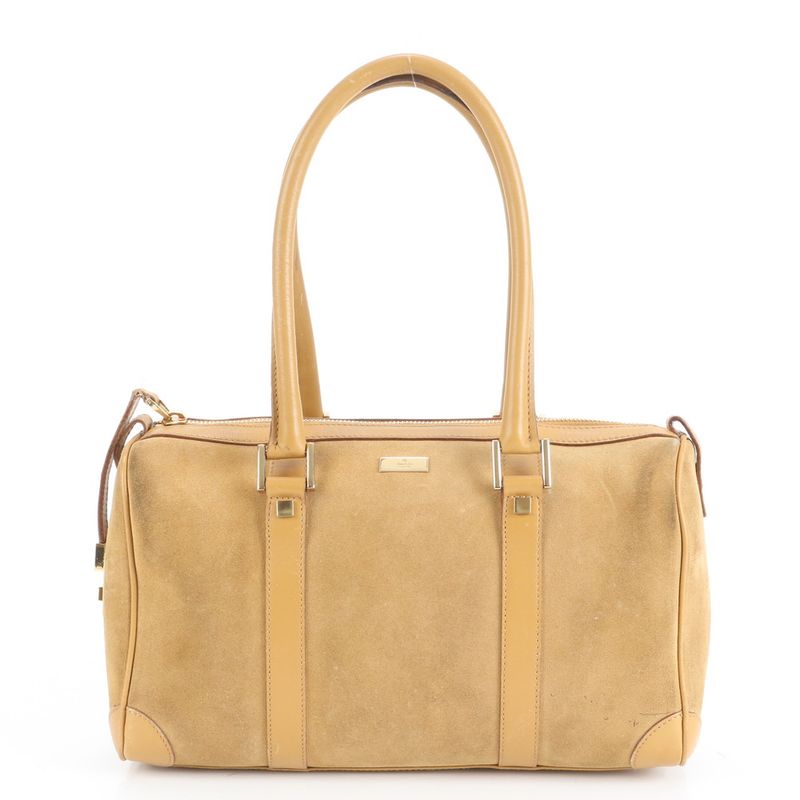 Gucci Leather Tote Bag Hand Mini Boston 000 0851 Brown Gold Hardware Women's